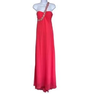 Vintage‎ Y2K Morgan & Co Chiffon One Shoulder Hi-Low Formal Dress Size 3/4 Prom